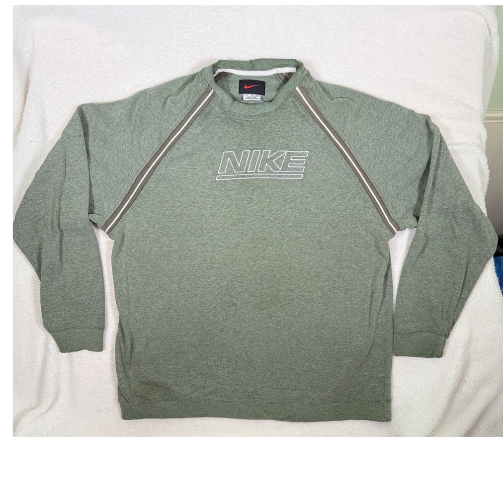Vintage 90s Nike Spellout Crewneck Sweatshirt XL Sage Green Center Embroidered - Picture 16 of 16
